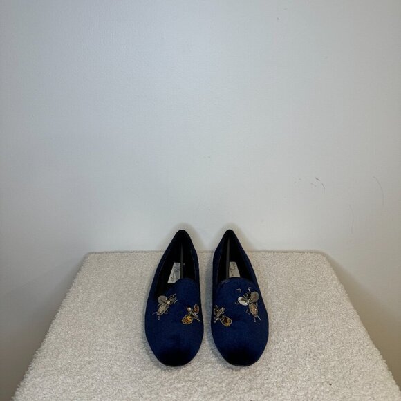 Vintage Havana | Sue Velvet Flats | Blue - Picture 5 of 8